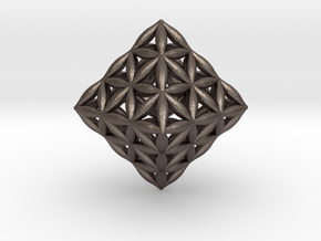 Flower Of Life Octahedron in Polished Bronzed Silver Steel