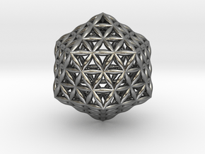 Flower Of Life Icosahedron in Polished Silver
