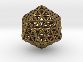 Flower Of Life Icosahedron in Polished Bronze