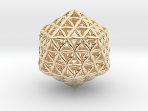 Flower Of Life Icosahedron in 14k Gold Plated Brass