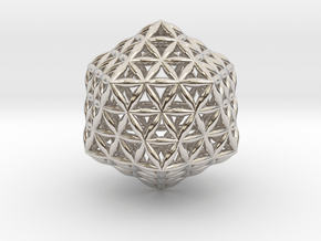 Flower Of Life Icosahedron in Rhodium Plated Brass