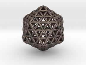 Flower Of Life Icosahedron in Polished Bronzed Silver Steel