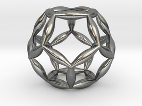 Flower Of Life Dodecahedron in Polished Silver