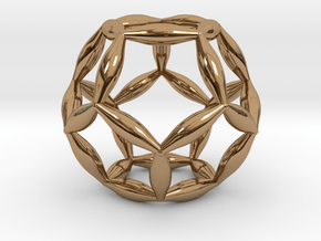 Flower Of Life Dodecahedron in Polished Brass