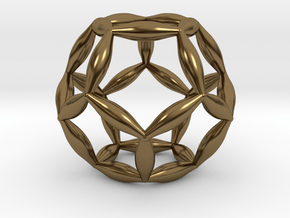 Flower Of Life Dodecahedron in Polished Bronze