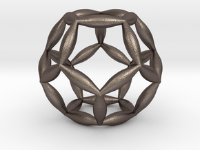 Flower Of Life Dodecahedron in Polished Bronzed Silver Steel