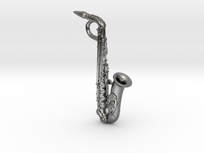 Saxophone Pendant in Fine Detail Polished Silver