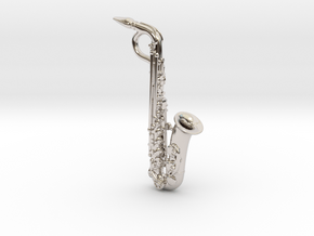 Saxophone Pendant in Rhodium Plated Brass
