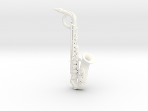 Saxophone Pendant in White Processed Versatile Plastic