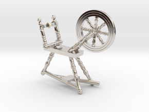 Spinning Wheel Pendant in Rhodium Plated Brass