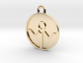 I Dont Care Pendant 22mm diameter in 14k Gold Plated Brass