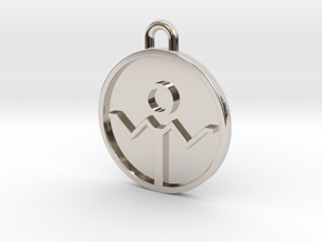 I Dont Care Pendant 22mm diameter in Rhodium Plated Brass