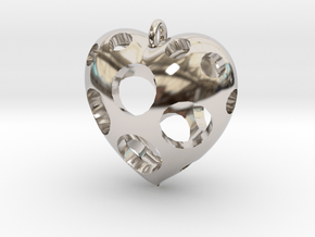Heart Pendant #3 in Rhodium Plated Brass