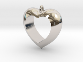 Heart Pendant #4 in Rhodium Plated Brass