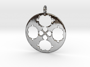 Mandelbrot Clover Pendant in Fine Detail Polished Silver