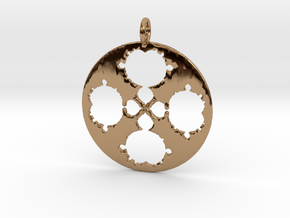 Mandelbrot Clover Pendant in Polished Brass