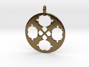 Mandelbrot Clover Pendant in Polished Bronze
