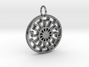 Sun Pendant in Fine Detail Polished Silver