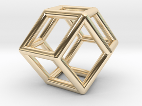 0292 Rhombic Dodecahedron E (a=1cm) #001 in 14k Gold Plated Brass