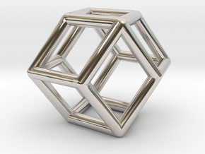 0292 Rhombic Dodecahedron E (a=1cm) #001 in Rhodium Plated Brass