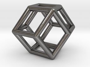 0292 Rhombic Dodecahedron E (a=1cm) #001 in Polished Nickel Steel