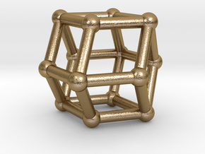 0293 Rhombic Dodecahedron V&E (a=1cm) #002 in Polished Gold Steel