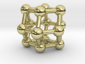 0306 Rhombic Dodecahedron V&E (a=1cm) #003 in 18k Gold Plated Brass