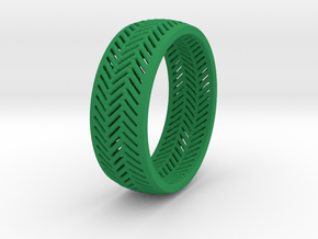 Herringbone Ring in Green Processed Versatile Plastic