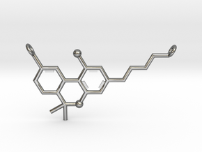 THC (Tetrahydrocannabinol) Pendant in Fine Detail Polished Silver