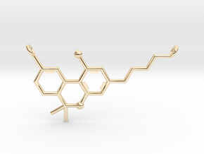THC (Tetrahydrocannabinol) Pendant in 14k Gold Plated Brass