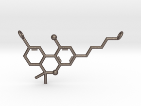 THC (Tetrahydrocannabinol) Pendant in Polished Bronzed Silver Steel