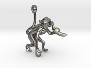 3D-Monkeys 013 in Fine Detail Polished Silver