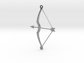 Bow & Arrow Pendant in Fine Detail Polished Silver