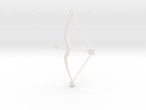 Bow & Arrow Pendant in White Processed Versatile Plastic