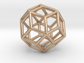 0303 Rhombic Triacontahedron E (a=1cm) #001 in 14k Rose Gold Plated Brass