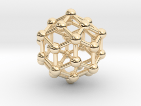 0305 Rhombic Triacontahedron V&E (a=1cm) #003 in 14k Gold Plated Brass