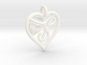 HEART $ in White Processed Versatile Plastic