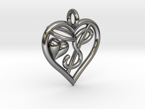 HEART $ in Fine Detail Polished Silver