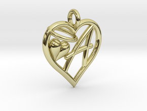 HEART A in 18k Gold Plated Brass
