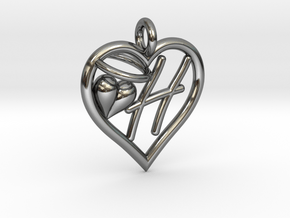 HEART H in Fine Detail Polished Silver