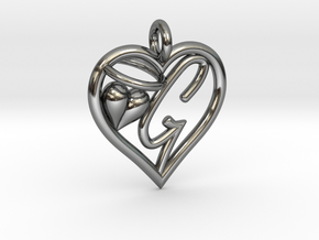 HEART G in Fine Detail Polished Silver