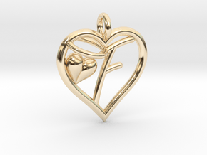 HEART F in 14k Gold Plated Brass