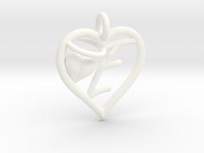 HEART E in White Processed Versatile Plastic