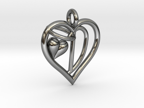 HEART D in Fine Detail Polished Silver