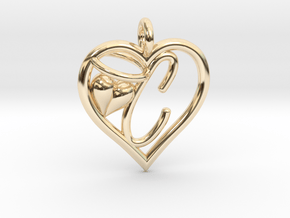 HEART C in 14k Gold Plated Brass
