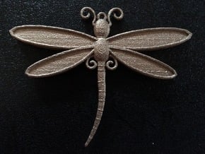 Dragonfly Pendant in Polished Bronzed Silver Steel