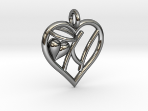 HEART N in Fine Detail Polished Silver