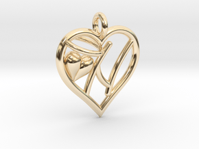 HEART N in 14k Gold Plated Brass