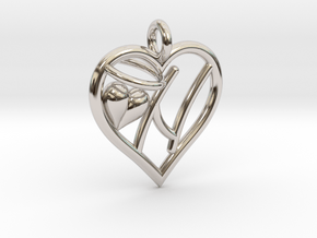 HEART N in Rhodium Plated Brass