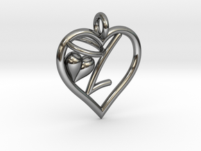 HEART L in Fine Detail Polished Silver